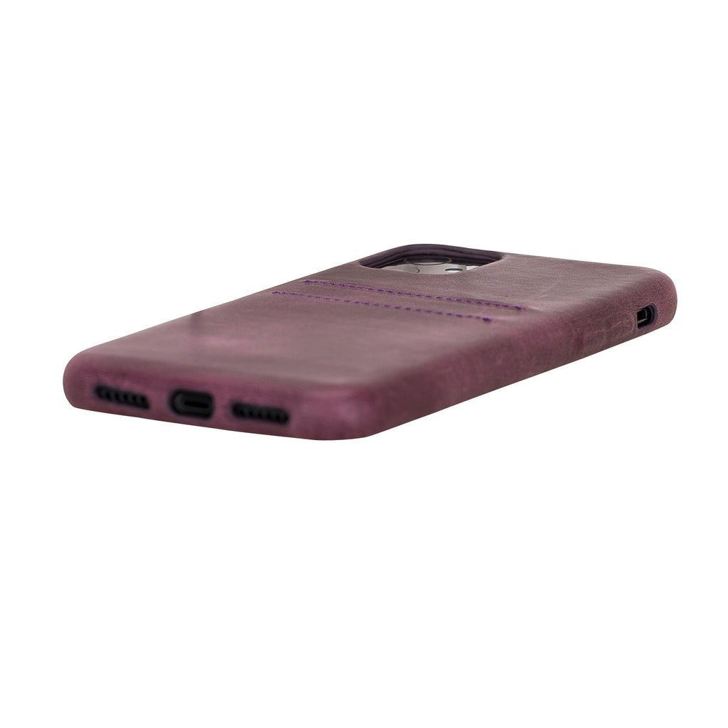 iPhone 11 Purple Leather Snap-On Case with Card Holder - Hardiston - 5