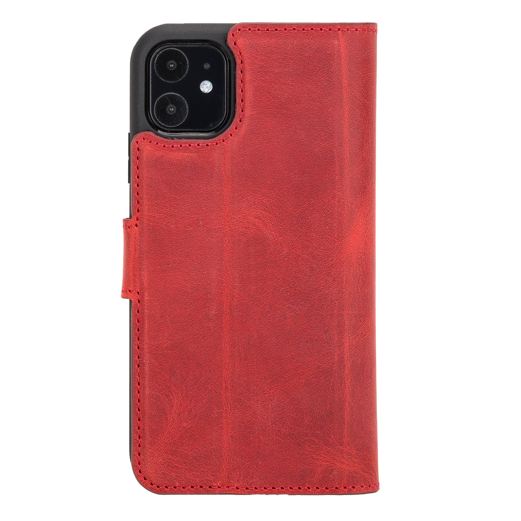 iPhone 11 Red Leather Detachable 2-in-1 Wallet Case with Card Holder - Hardiston - 4