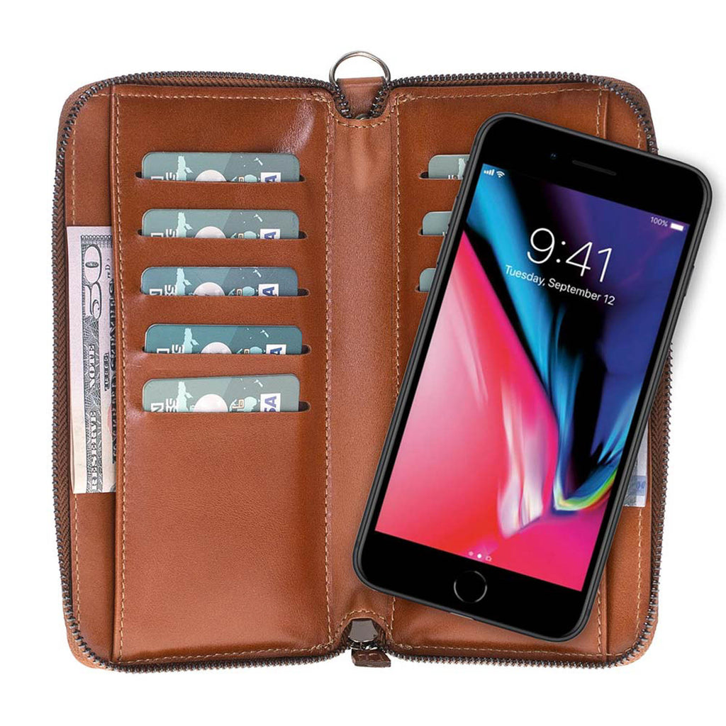 iPhone 11 Russet Leather 2-in-1 Wallet Purse with Card Holder - Hardiston - 2