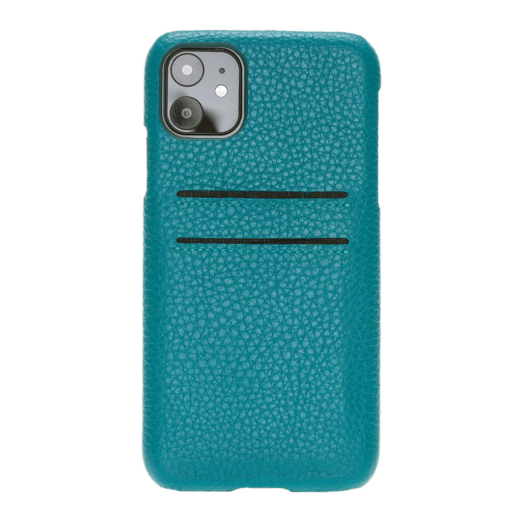 iPhone 11 Turquoise Leather Snap-On Case with Card Holder - Hardiston - 4