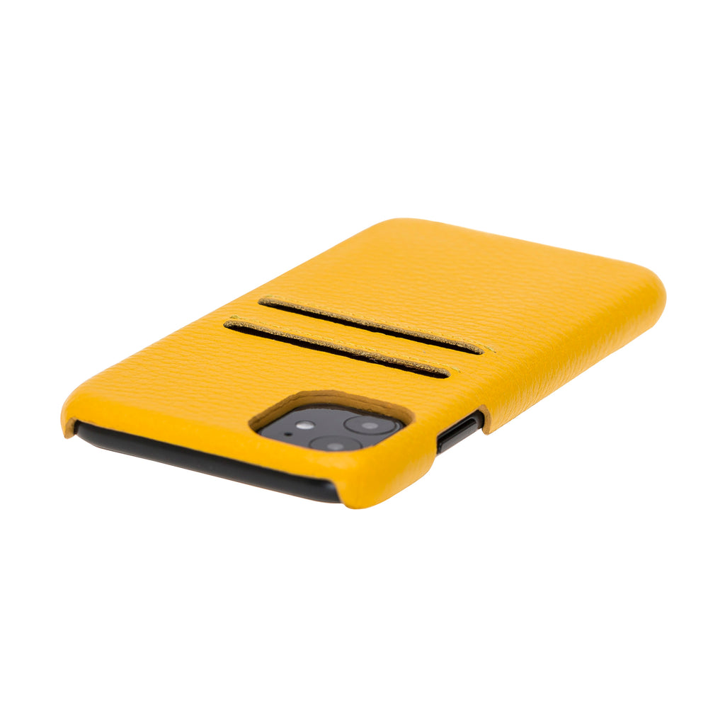iPhone 11 Yellow Leather Snap-On Case with Card Holder - Hardiston - 7