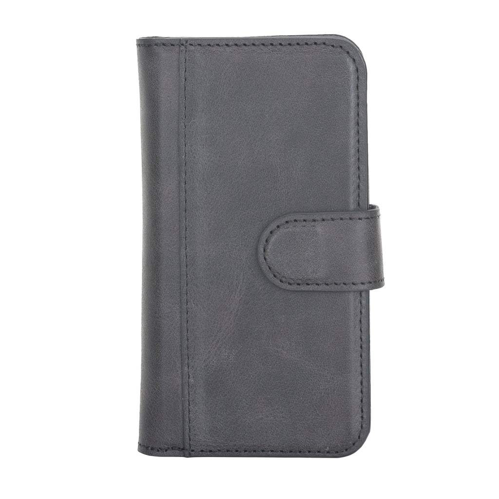 iPhone 12 Black Leather Detachable Dual 2-in-1 Wallet Case with Card Holder and MagSafe - Hardiston - 4