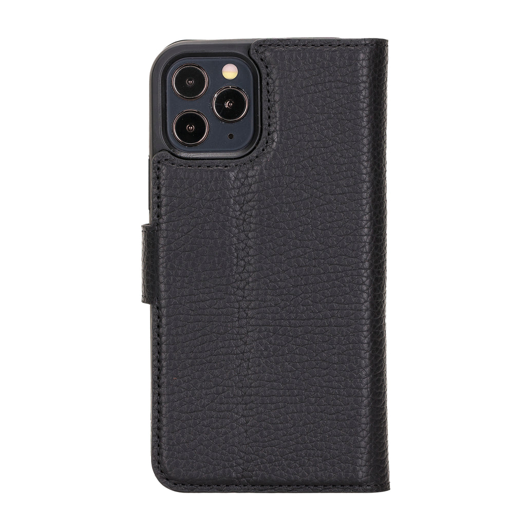 iPhone 12 Black Leather Detachable 2-in-1 Wallet Case with Card Holder and MagSafe - Hardiston - 3