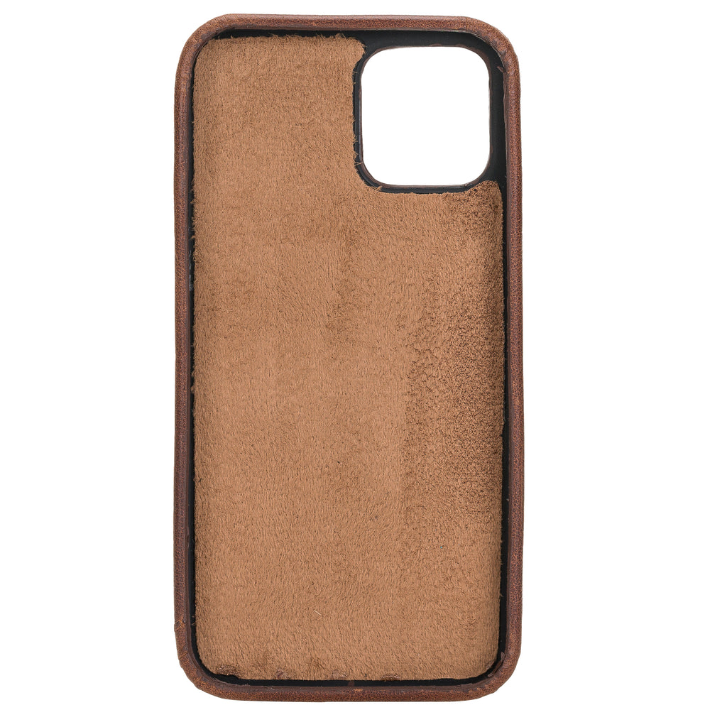iPhone 12 Brown Leather Snap-On Case with Card Holder - Hardiston - 3