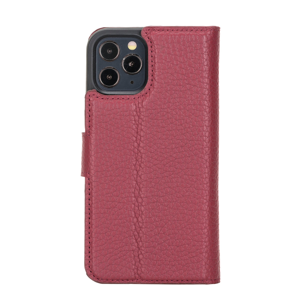 iPhone 12 Burgundy Leather Detachable 2-in-1 Wallet Case with Card Holder and MagSafe - Hardiston - 3