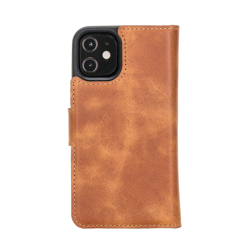 iPhone 12 Mini Amber Leather Detachable 2-in-1 Wallet Case with Card Holder and MagSafe - Hardiston - 4