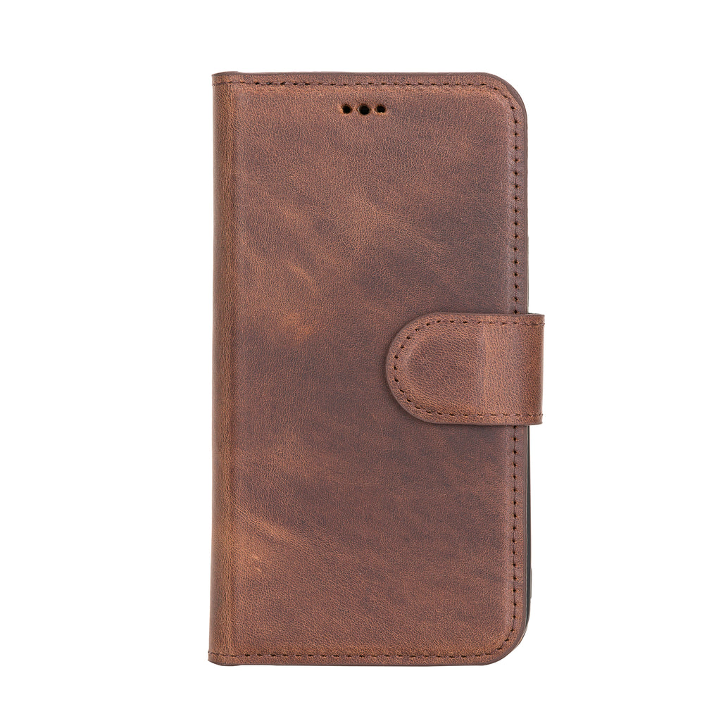 iPhone 12 Mini Brown Leather Detachable 2-in-1 Wallet Case with Card Holder and MagSafe - Hardiston - 3