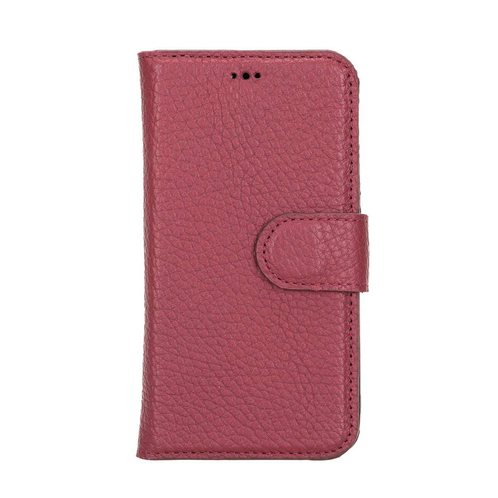 iPhone 12 Mini Burgundy Leather Detachable 2-in-1 Wallet Case with Card Holder and MagSafe - Hardiston - 3