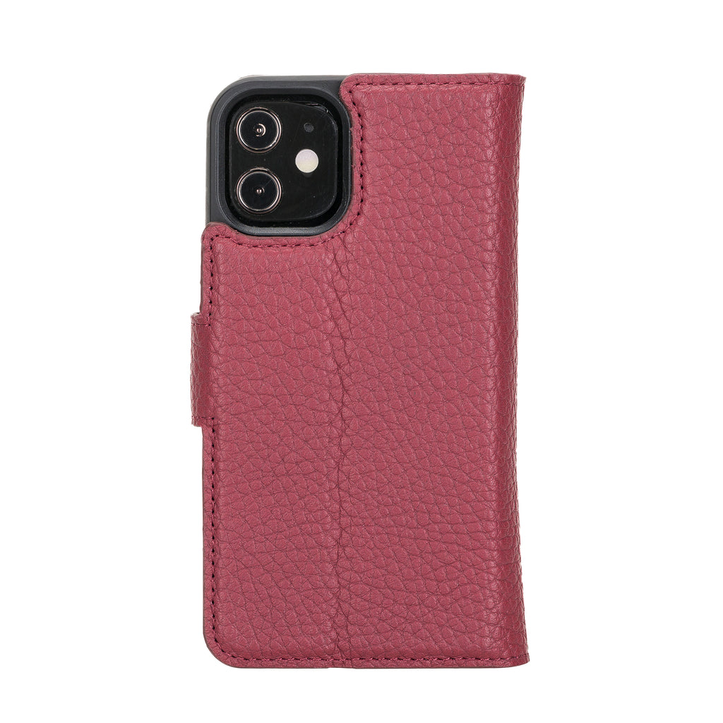 iPhone 12 Mini Burgundy Leather Detachable 2-in-1 Wallet Case with Card Holder and MagSafe - Hardiston - 4