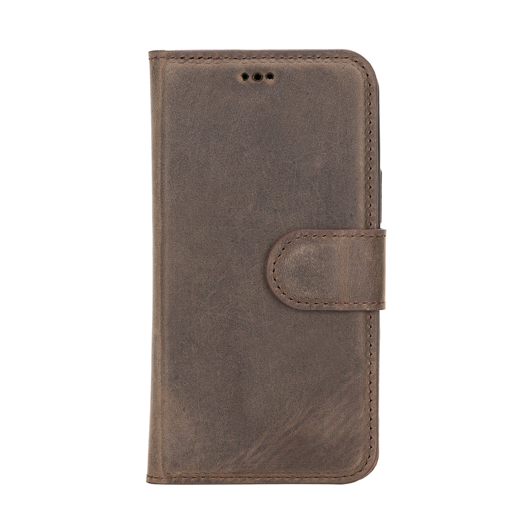 iPhone 12 Mini Mocha Leather Detachable 2-in-1 Wallet Case with Card Holder and MagSafe - Hardiston - 3