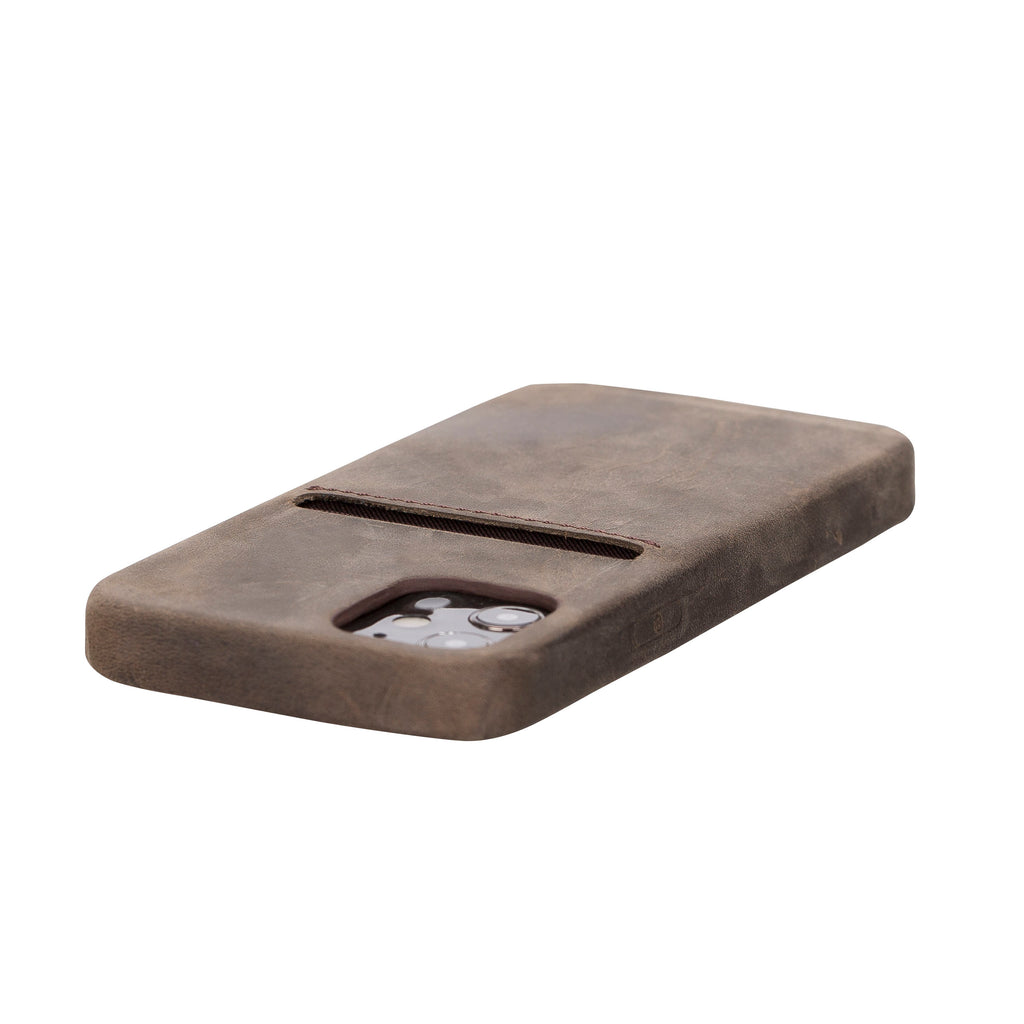 iPhone 12 Mini Mocha Leather Snap-On Case with Card Holder - Hardiston - 6