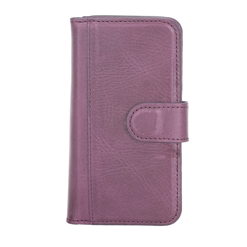 Text: iPhone 12 Mini Purple Leather Detachable Dual 2-in-1 Wallet Case with Card Holder and MagSafe - Hardiston - 5