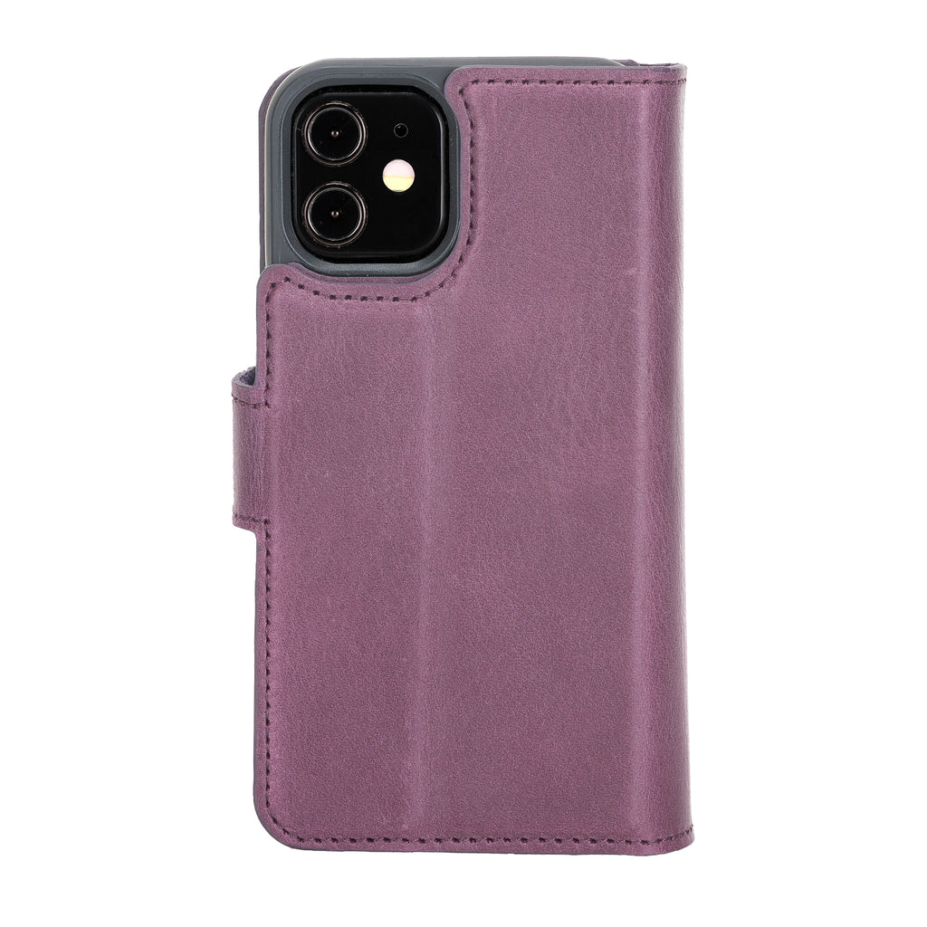 Text: iPhone 12 Mini Purple Leather Detachable Dual 2-in-1 Wallet Case with Card Holder and MagSafe - Hardiston - 6