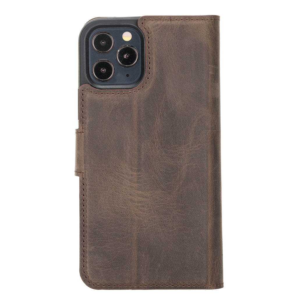 iPhone 12 Mocha Leather Detachable 2-in-1 Wallet Case with Card Holder and MagSafe - Hardiston - 3