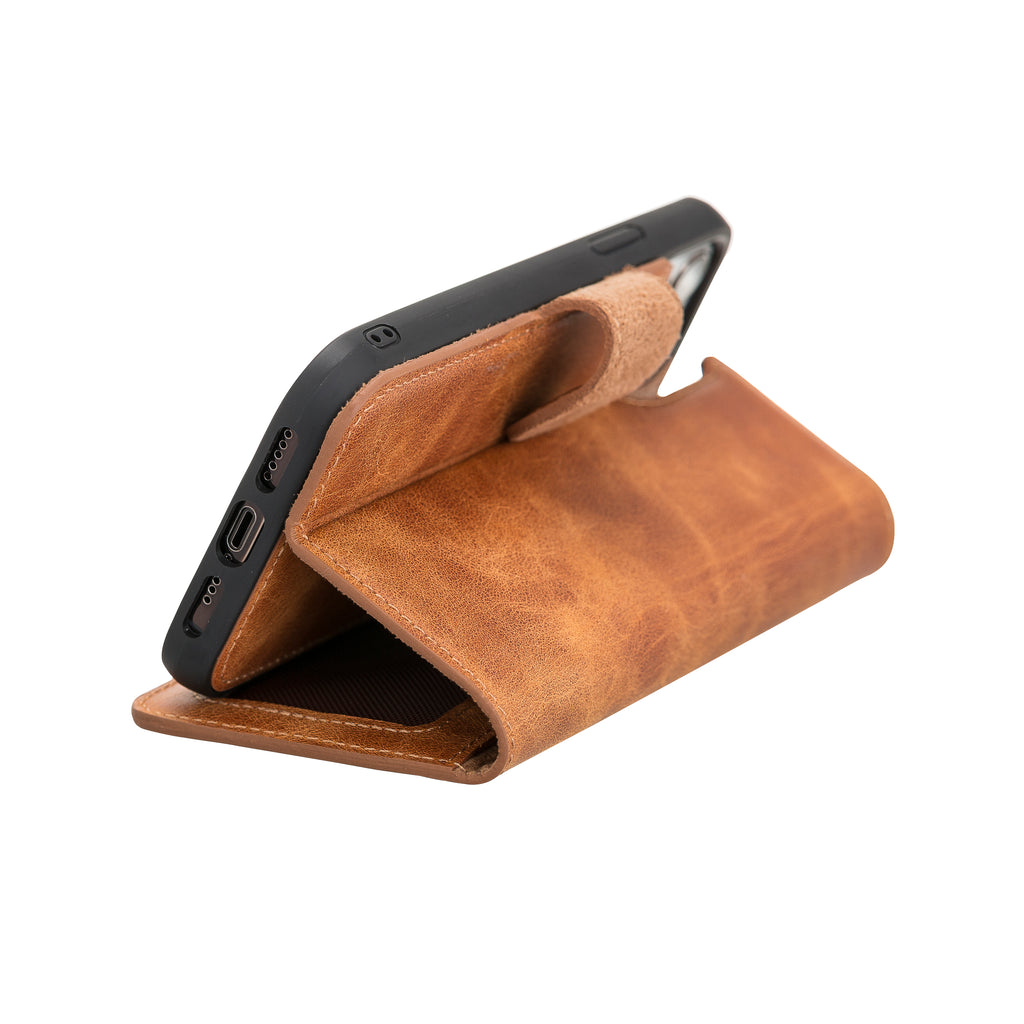 iPhone 12 Pro Amber Leather Detachable 2-in-1 Wallet Case with Card Holder and MagSafe - Hardiston - 7