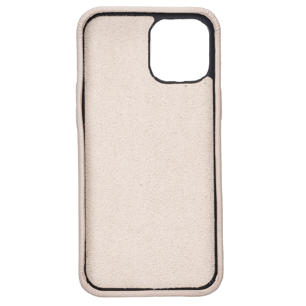 iPhone 12 Pro Beige Leather Snap-On Case with Card Holder - Hardiston - 3