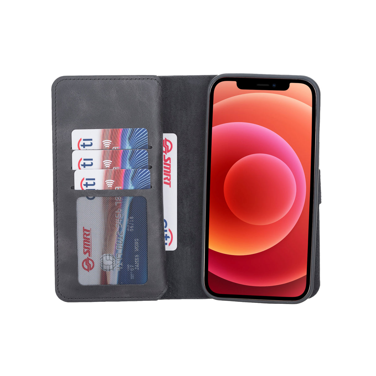 iPhone 12 Pro Black Leather Detachable Dual 2-in-1 Wallet Case with Card Holder and MagSafe - Hardiston - 2