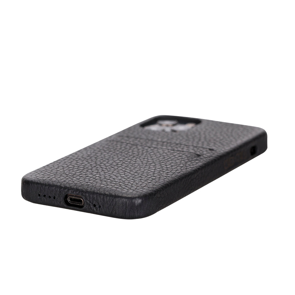 iPhone 12 Pro Black Leather Snap-On Case with Card Holder - Hardiston - 4