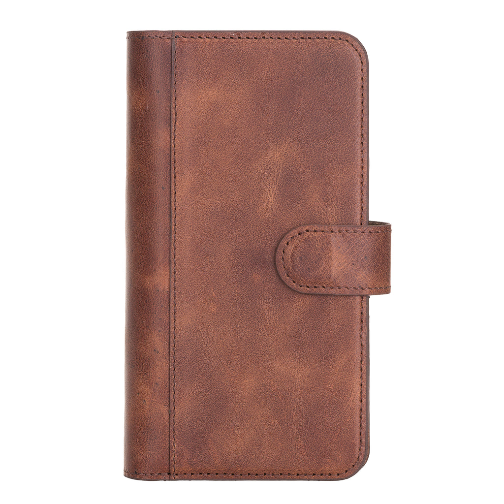 iPhone 12 Pro Brown Leather Detachable Dual 2-in-1 Wallet Case with Card Holder and MagSafe - Hardiston - 5