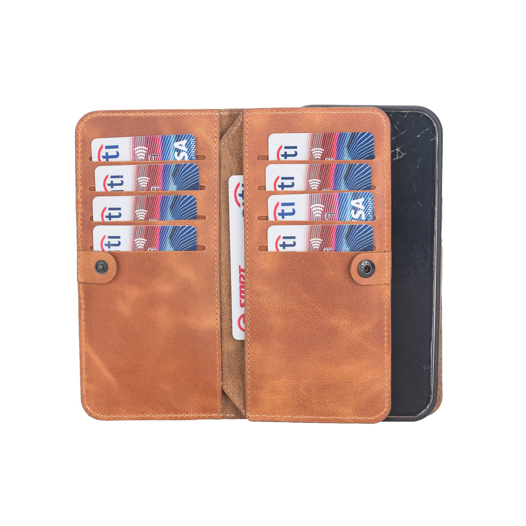iPhone 12 Pro Max Amber Leather Detachable Dual 2-in-1 Wallet Case with Card Holder and MagSafe - Hardiston - 3