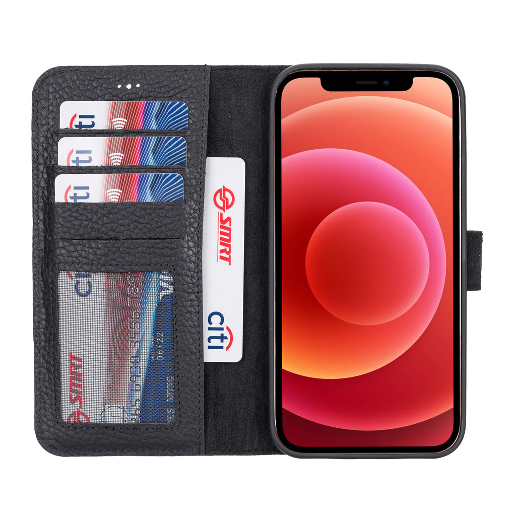 iPhone 12 Pro Max Black Leather Detachable 2-in-1 Wallet Case with Card Holder and MagSafe - Hardiston - 2
