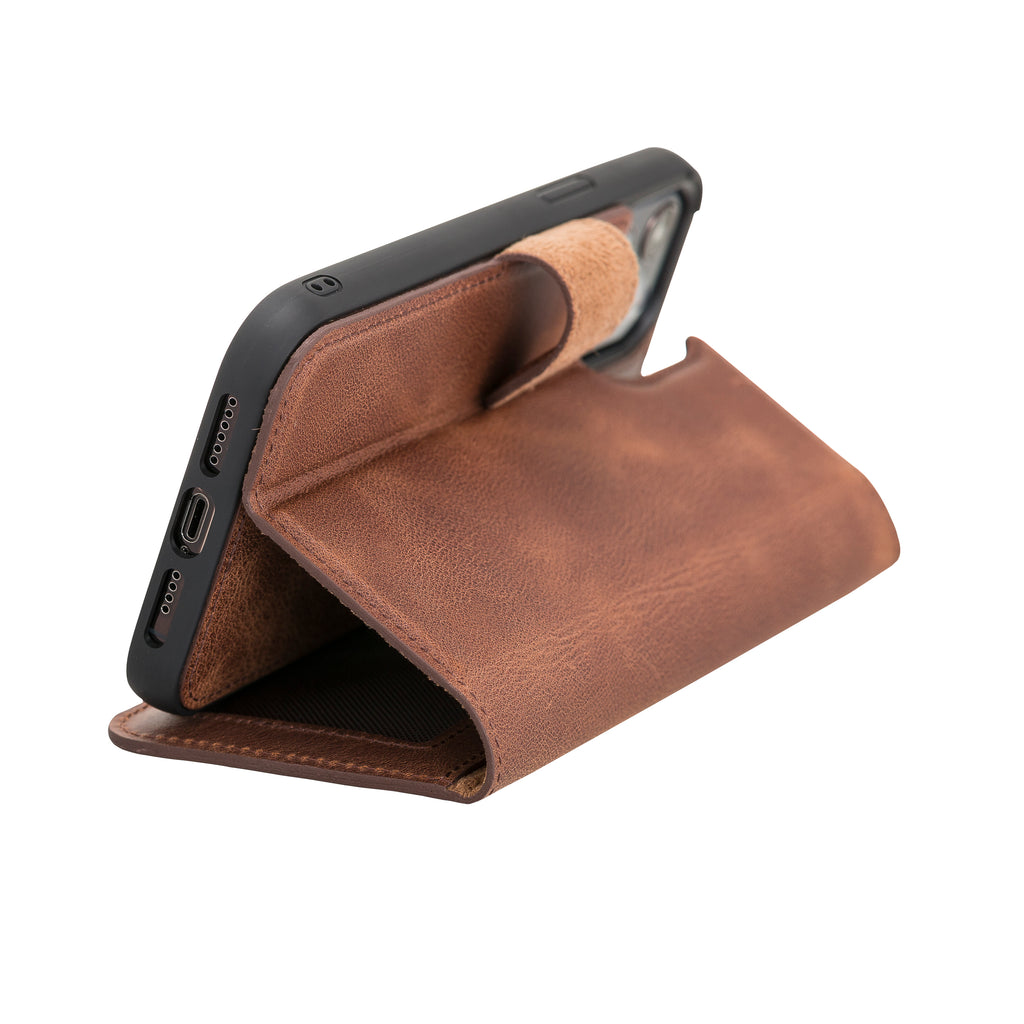 iPhone 12 Pro Max Brown Leather Detachable 2-in-1 Wallet Case with Card Holder and MagSafe - Hardiston - 7