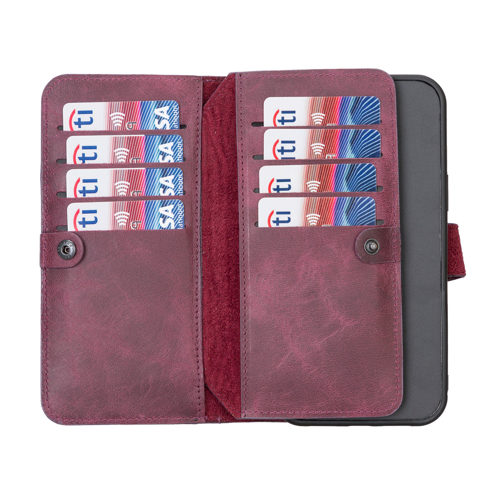 iPhone 12 Pro Purple Leather Detachable Dual 2-in-1 Wallet Case with Card Holder and MagSafe - Hardiston - 3