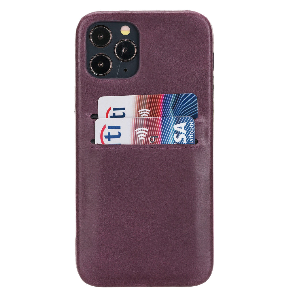 iPhone 12 Purple Leather Snap-On Case with Card Holder - Hardiston - 1