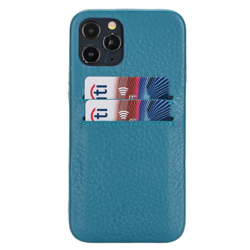 iPhone 12 Turquoise Leather Snap-On Case with Card Holder - Hardiston - 1