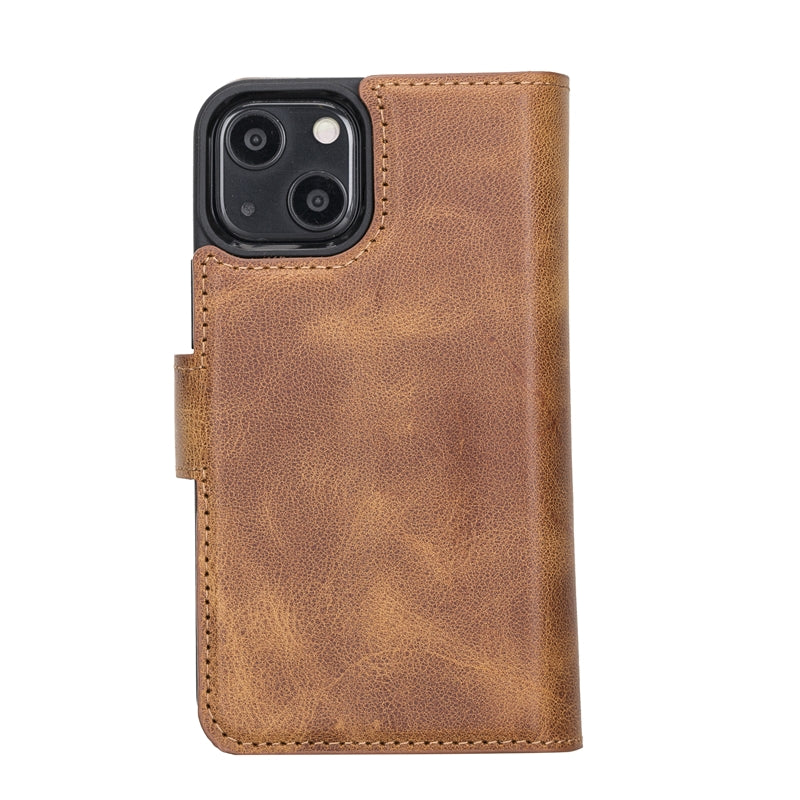 iPhone 13 Mini Amber Leather Detachable Dual 2-in-1 Wallet Case with Card Holder and MagSafe - Hardiston - 6