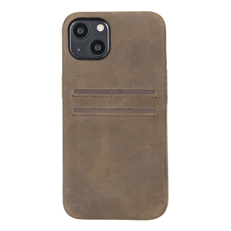iPhone 13 Mocha Leather Snap-On Case with Card Holder - Hardiston - 2