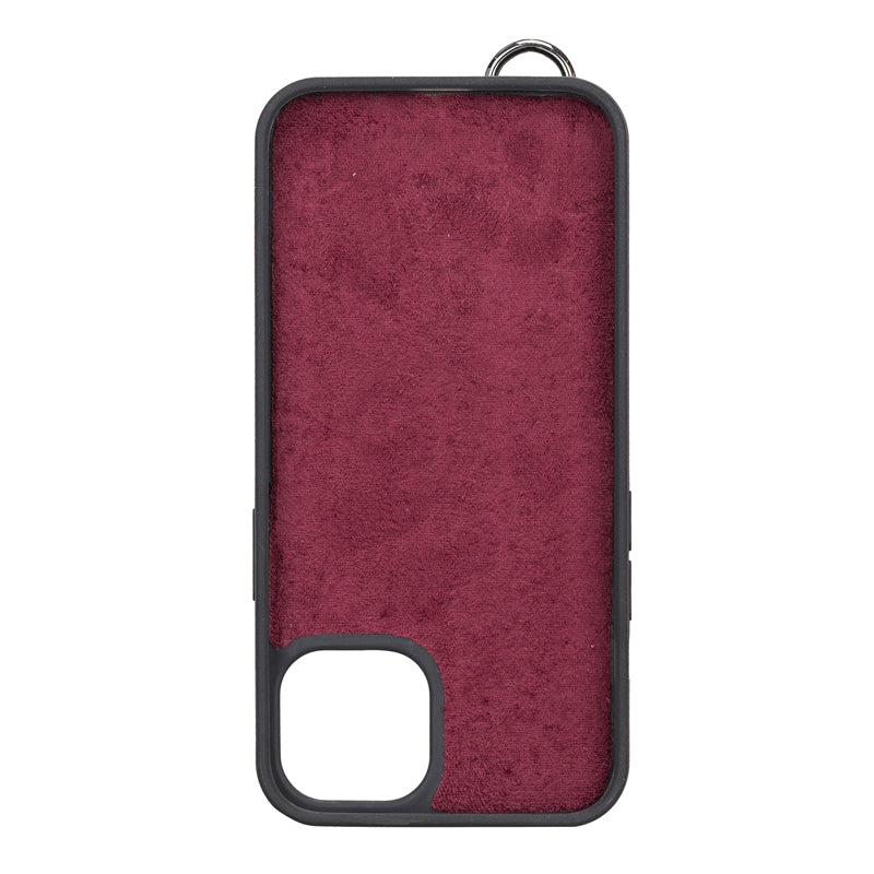 iPhone 13 Purple Leather Snap-On Card Holder Case with Back Strap - Hardiston - 3