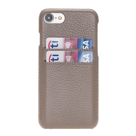 iPhone 8 Plus / 7 Plus Beige Leather Snap-On Case with Card Holder - Hardiston - 1