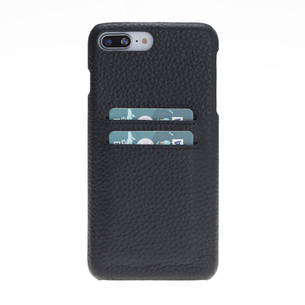 iPhone 8 Plus / 7 Plus Black Leather Snap-On Case with Card Holder - Hardiston - 1