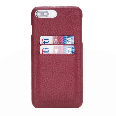 iPhone 8 Plus / 7 Plus Burgundy Leather Snap-On Case with Card Holder - Hardiston - 1