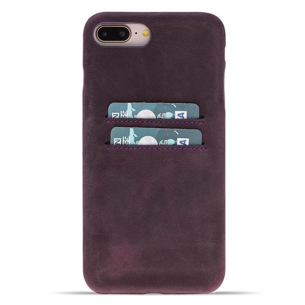 iPhone 8 Plus / 7 Plus Purple Leather Snap-On Case with Card Holder - Hardiston - 1