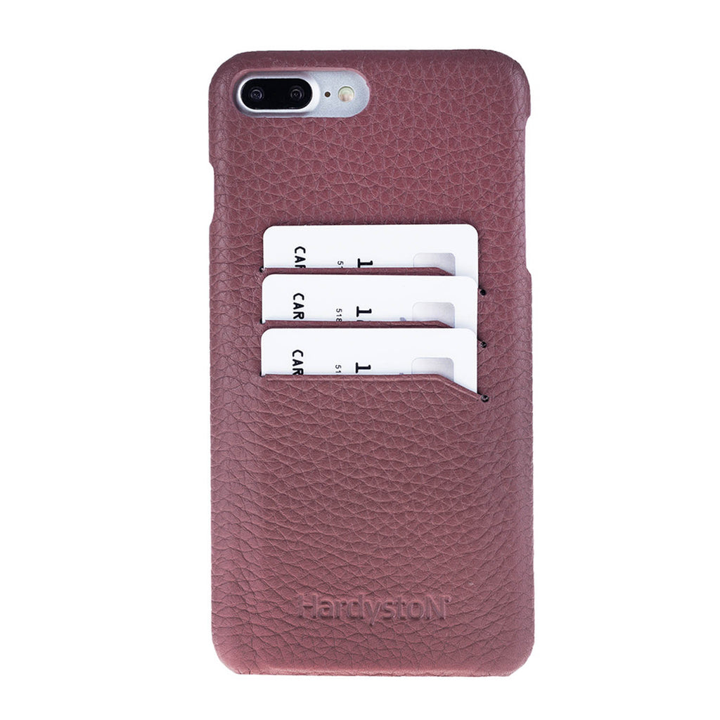 iPhone 8 Plus / 7 Plus Rose Leather Snap-On Case with Card Holder - Hardiston - 1