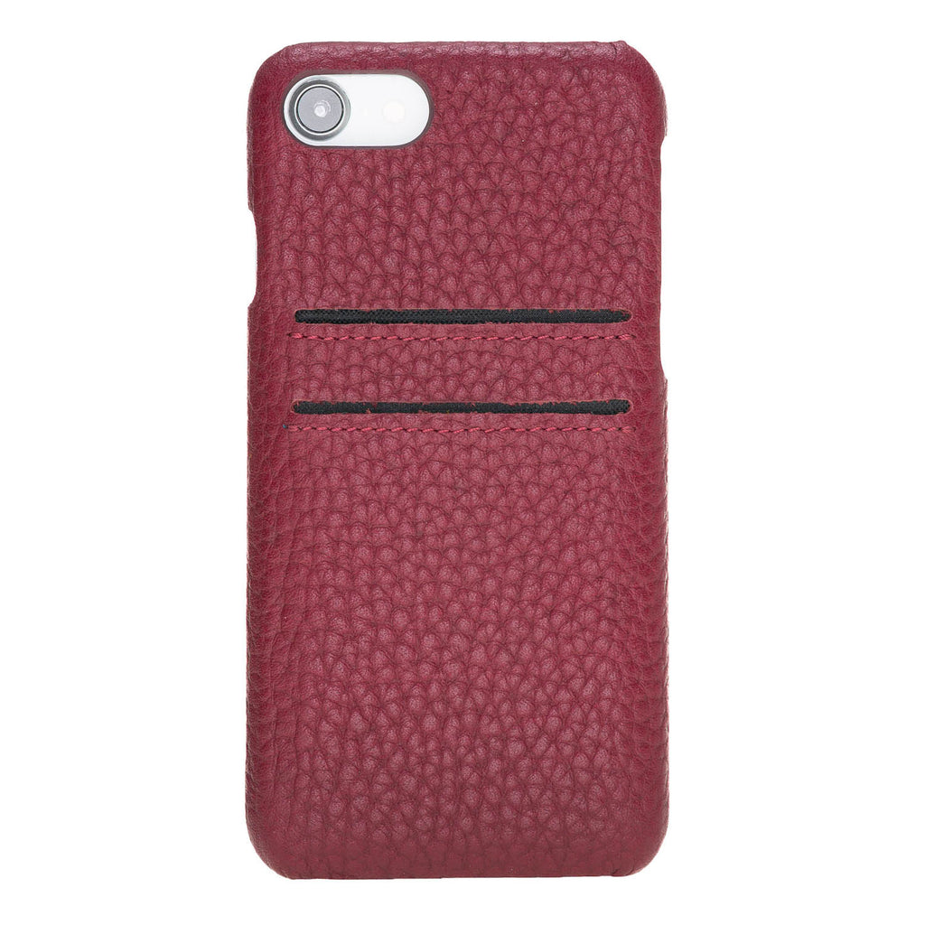 iPhone SE / 8 / 7 Burgundy Leather Snap-On Case with Card Holder - Hardiston - 2