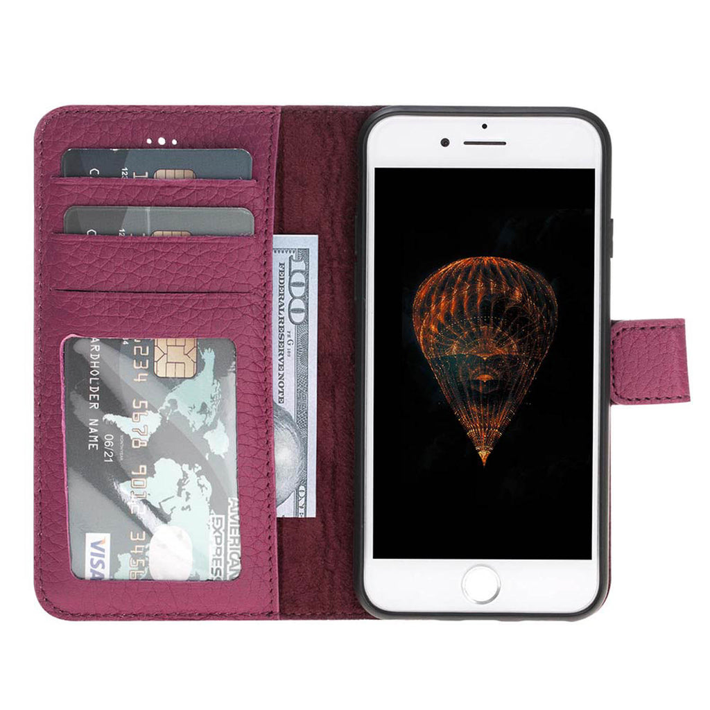 iPhone SE / 8 / 7 Pink Leather Detachable 2-in-1 Wallet Case with Card Holder - Hardiston - 2