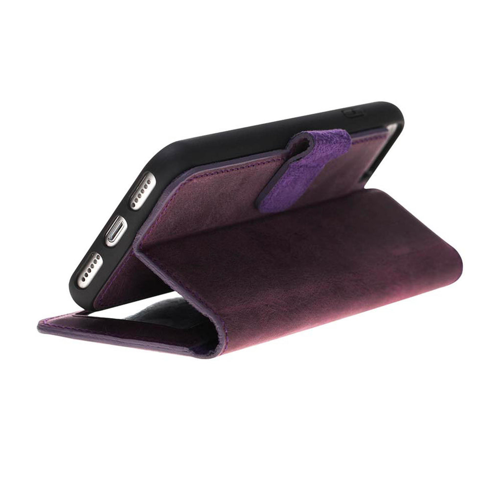 iPhone SE / 8 / 7 Purple Leather Detachable 2-in-1 Wallet Case with Card Holder - Hardiston - 3