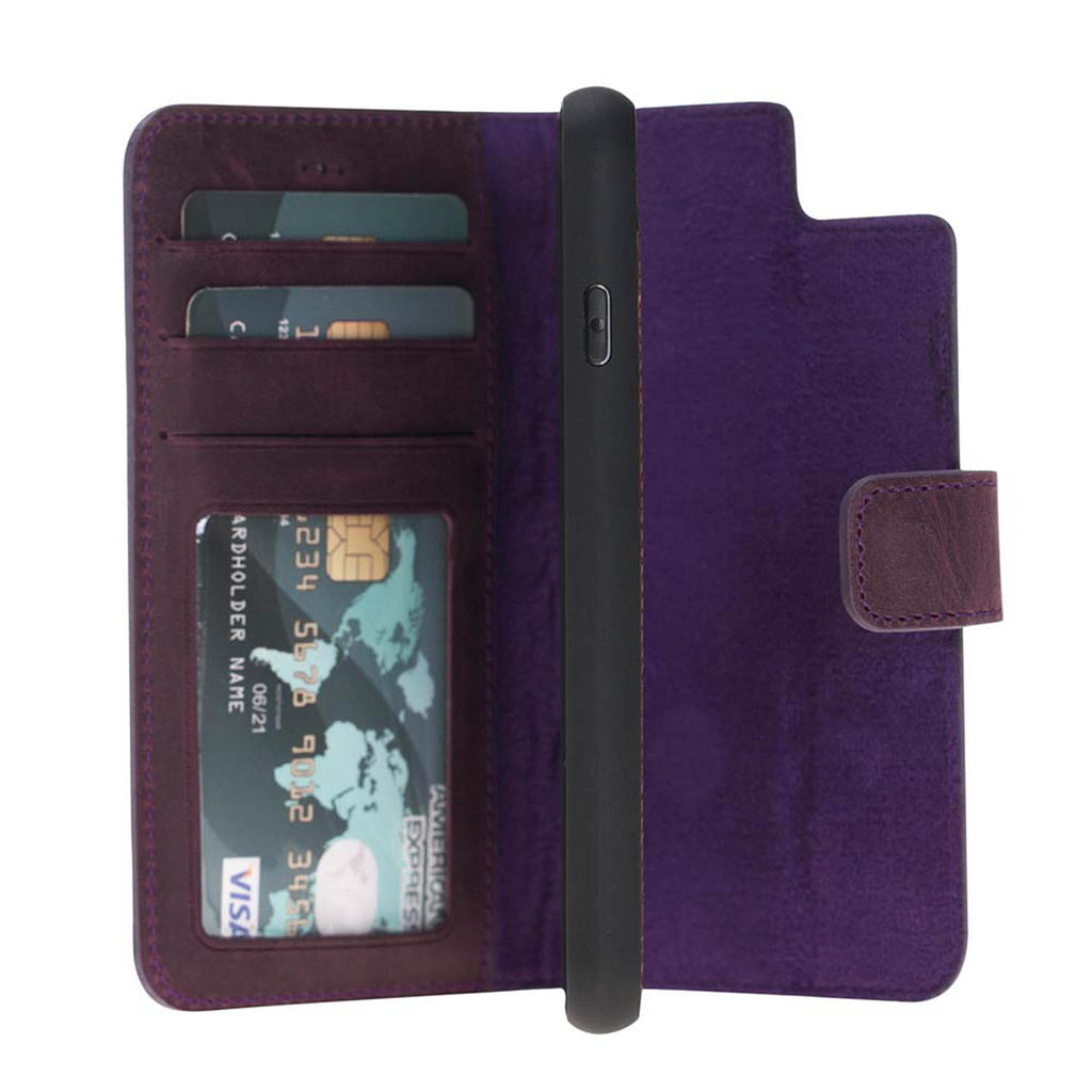 iPhone SE / 8 / 7 Purple Leather Detachable 2-in-1 Wallet Case with Card Holder - Hardiston - 8