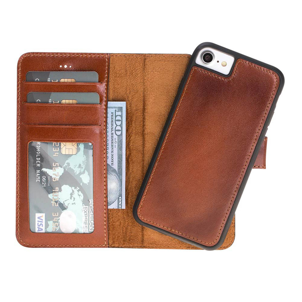 iPhone SE / 8 / 7 Russet Leather Detachable 2-in-1 Wallet Case with Card Holder - Hardiston - 1