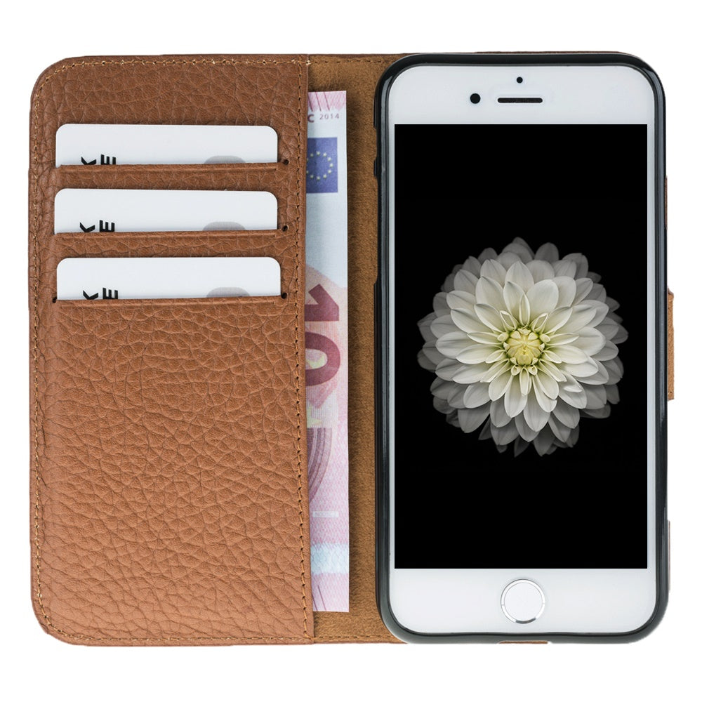 iPhone SE / 8 / 7 Tan Leather Folio 2-in-1 Wallet Case with Card Holder - Hardiston - 9
