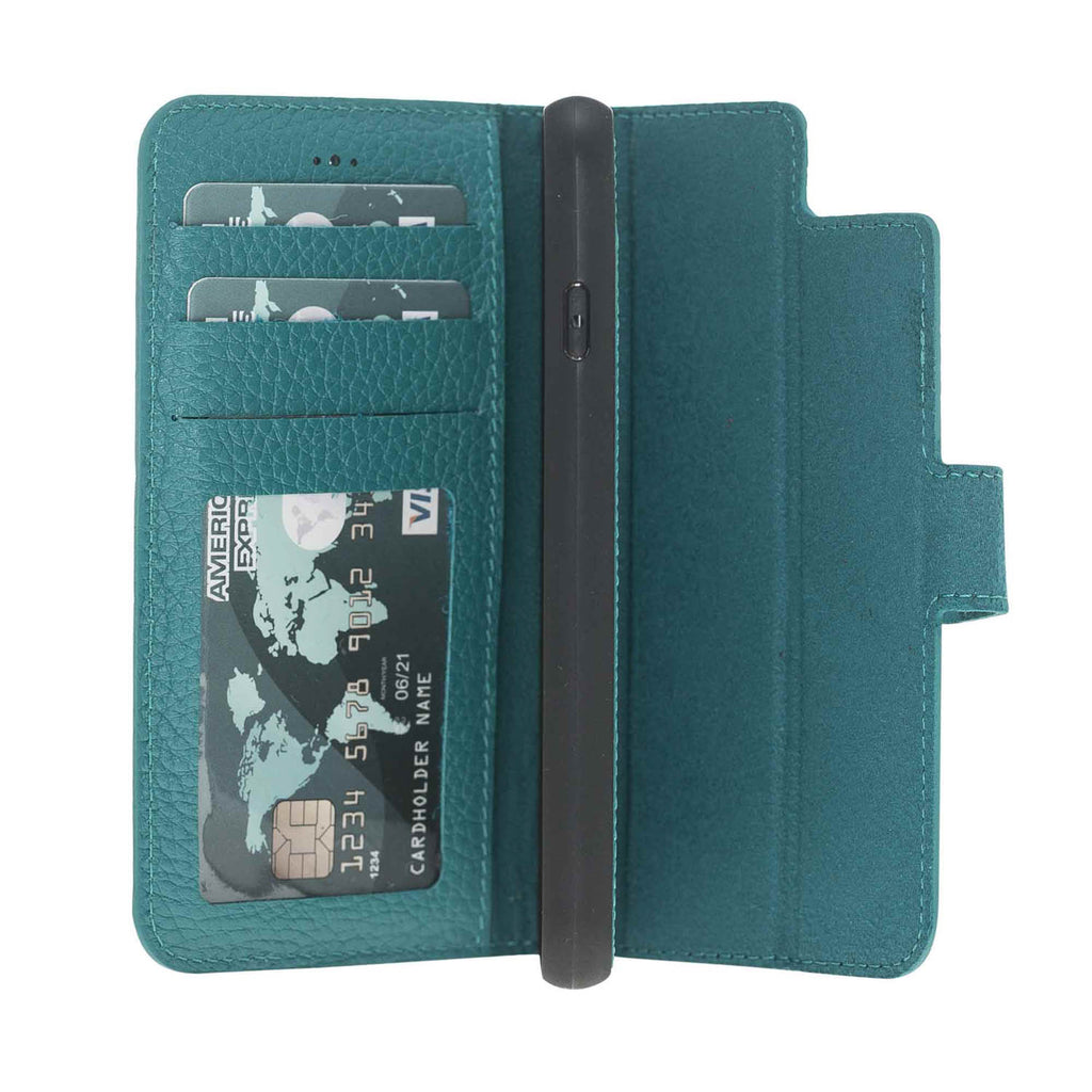 iPhone SE / 8 / 7 Turquoise Leather Detachable 2-in-1 Wallet Case with Card Holder - Hardiston - 8