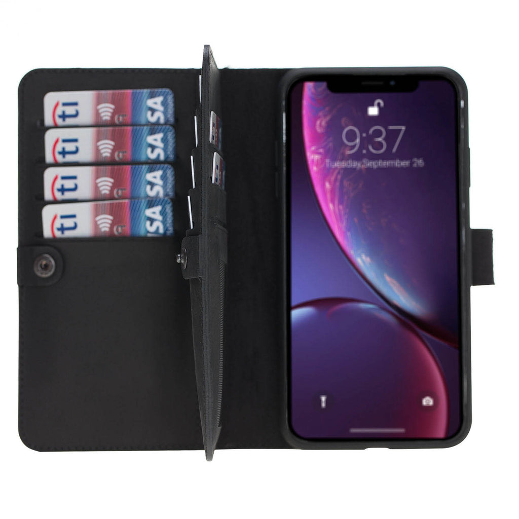 iPhone X / XS Black Leather Detachable Dual 2-in-1 Wallet Case with Card Holder - Hardiston - 1