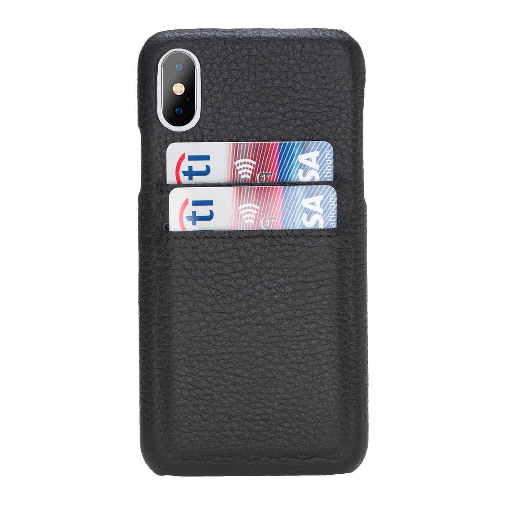 iPhone X-XS Black Leather Snap-On Case with Card Holder - Hardiston - 1