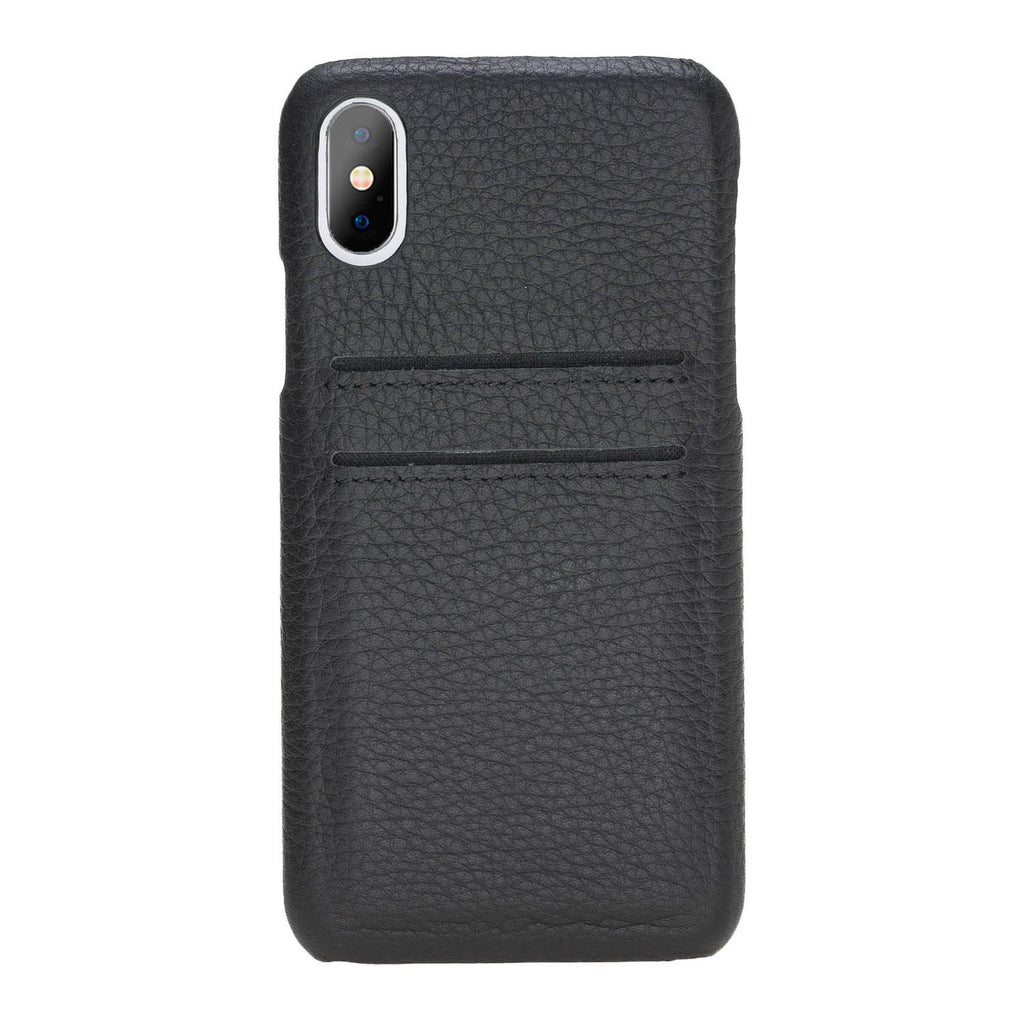 iPhone X-XS Black Leather Snap-On Case with Card Holder - Hardiston - 3