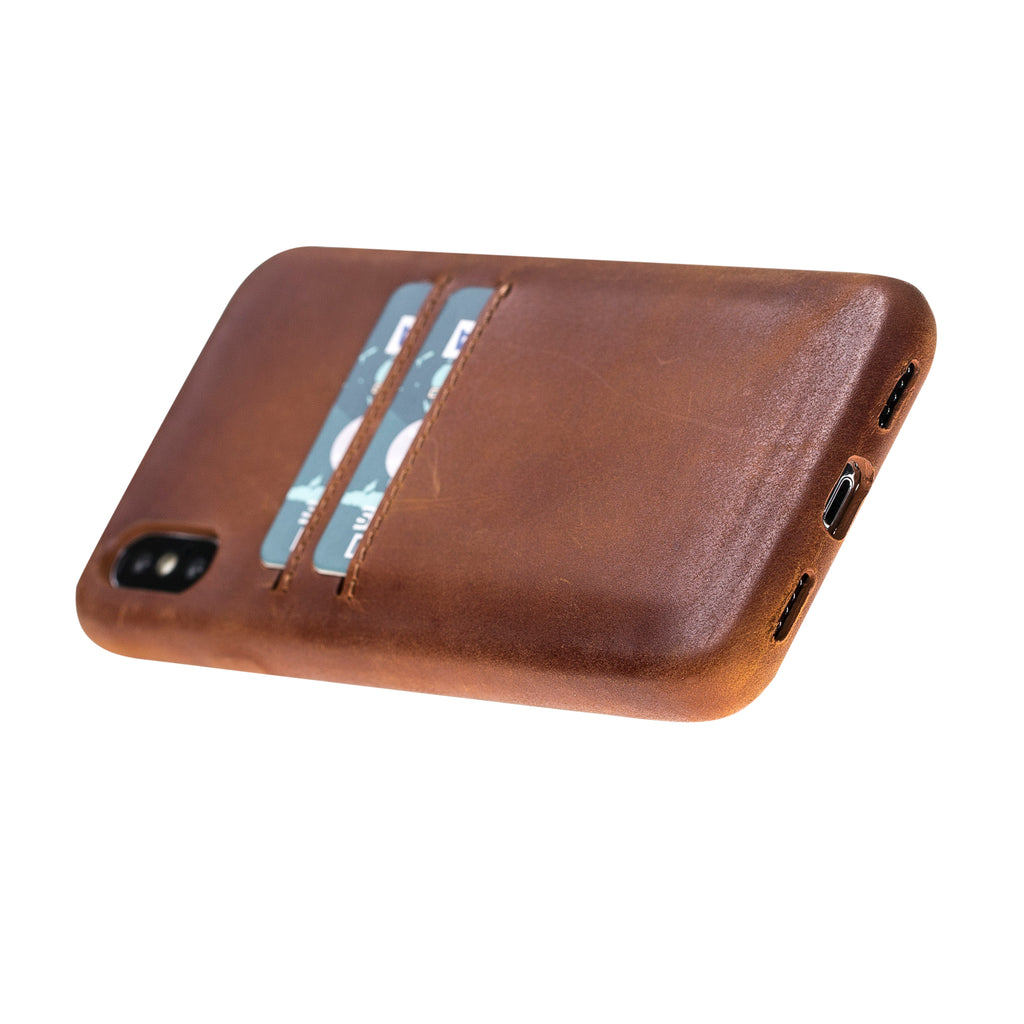 iPhone X-XS Brown Leather Snap-On Case with Card Holder - Hardiston - 4