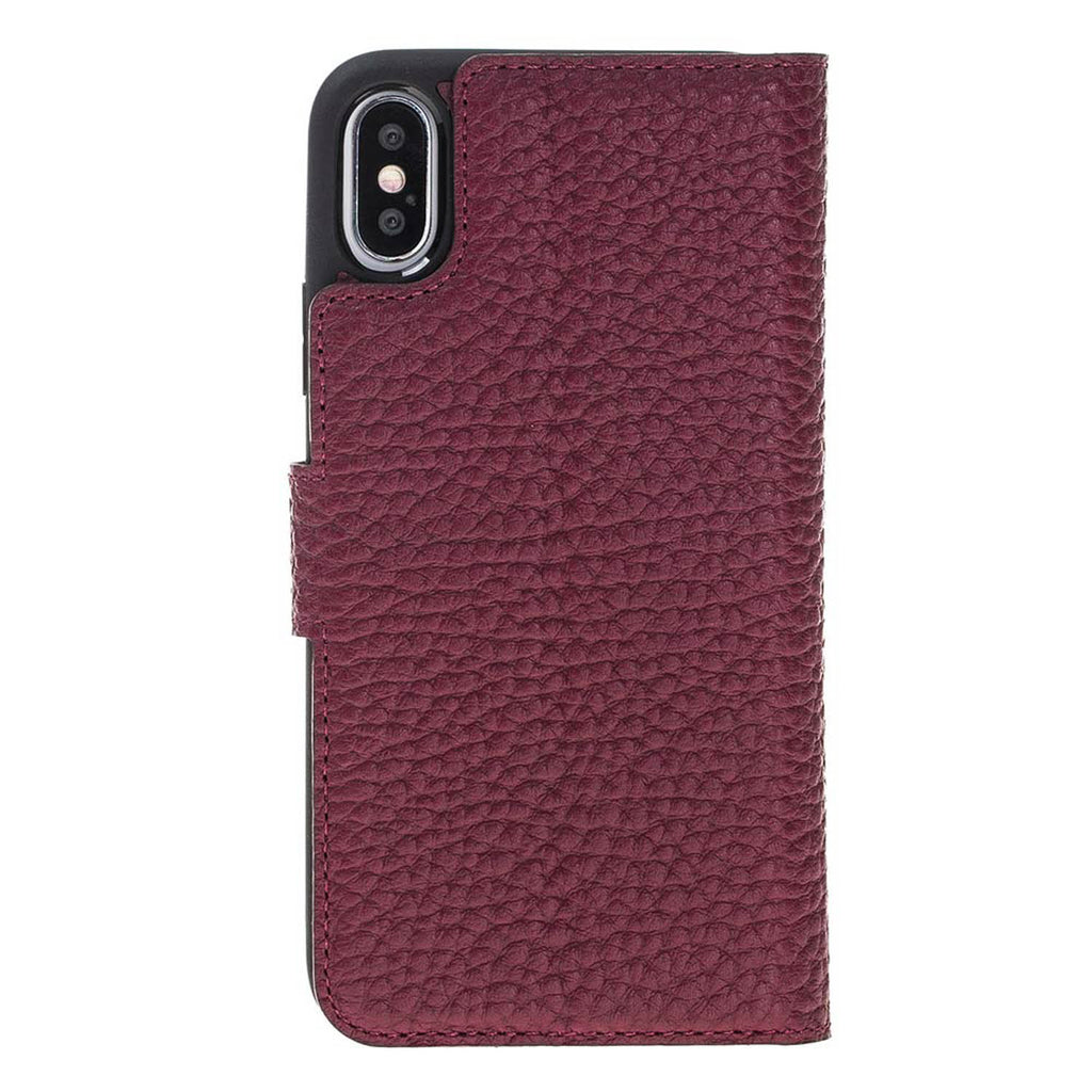 iPhone X/XS Burgundy Leather Detachable 2-in-1 Wallet Case with Card Holder - Hardiston - 5