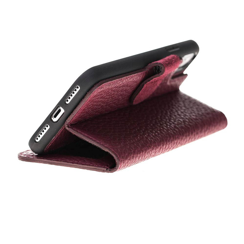 iPhone X/XS Burgundy Leather Detachable 2-in-1 Wallet Case with Card Holder - Hardiston - 8